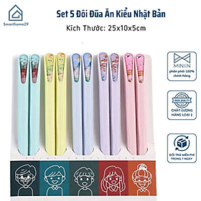 Set 5 Đôi Đũa Ăn Kiểu Nhật Bản – Chống Trượt, Kháng Khuẩn, Chịu Nhiệt – Nhiều Màu Cao Cấp - HÀNG CHÍNH HÃNG MINIIN