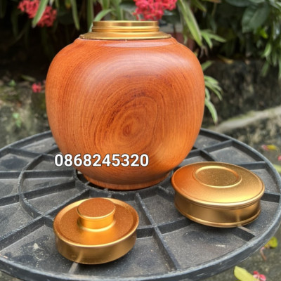 Hũ đựng trà ( chè ) bằng gỗ hương đá kt cao 18×14cm