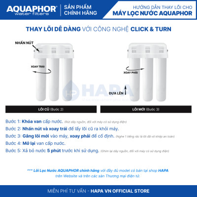 Bộ 3 Lõi Lọc Nước AQUAPHOR Nhập Khẩu Thay Cho Máy AQUAPHOR CRYSTAL H - Hàng Chính Hãng