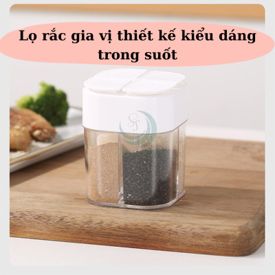 Hộp đụng gia vị 4 ngăn 8.5x6.5x6.5 cm Lọ Gia Vị 4 Ngăn Tiện Lợi Cho Nhà Bếp, Dã Ngoại Cắm Trại