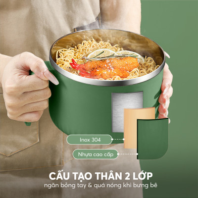 Bát úp mì inox 304 Elmich EL8314 dung tích 1.35L, Hàng chính hãng, có tay cầm, tích hợp lỗ thông hơi - JoyMall