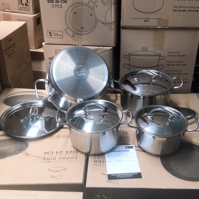 Bộ nồi inox 304 bếp từ 3 đáy Fivestar 4 món FS08CV