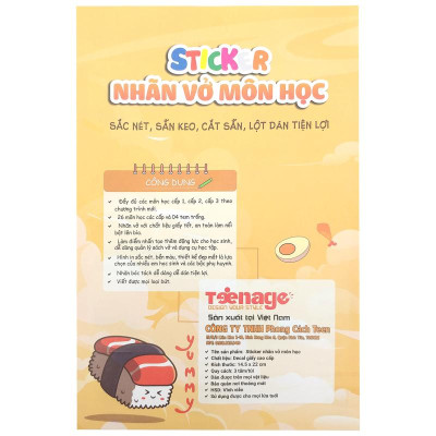 Bộ 3 Sticker Nhãn Vở Môn Học - Teenage NV-03
