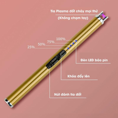 Phụ Kiện Đốt Nến Thơm Cao Cấp Hiển Thị Pin Sạc Điện Qua USB - Bật Mồi Lửa Cho Nến - LD03