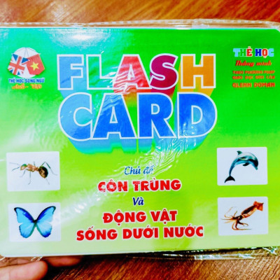 ￼Flash card A5 Khổ B- Thẻ học Thông Minh 18 chủ đề cho bé (Song ngữ Việt Anh)
