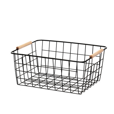 Giỏ kim loại đựng đồ đa năng, tay cầm gỗ_ Hàng nhập khẩu chính hãng.