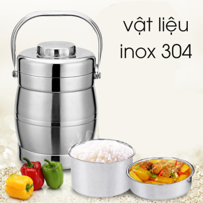  Cặp Lồng Inox 3 Tầng 1.4 - 2 Lít -Cặp Lồng  Đựng Cơm Cháo Phở Giữ Nhiệt Cao Cấp - Cà Mên Inox - Hàng Loại 1 - Chính Hãng MINIIN
