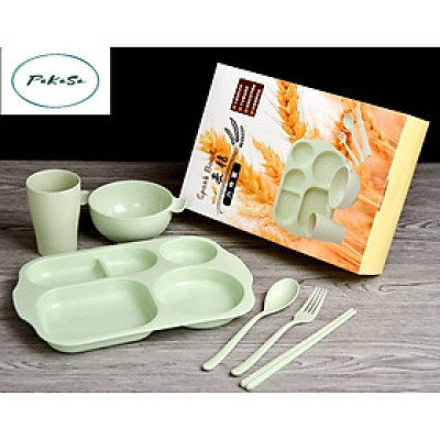 Bộ Khay đựng đồ ăn kèm phụ kiện bằng Lúa Mạch - Hàng Chính Hãng 