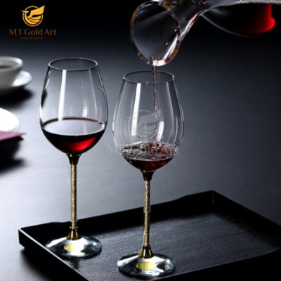 Bộ ly pha lê dát vàng18K MT Gold Art- Hàng chính hãng, trang trí nhà cửa, quà tặng dành cho sếp, đối tác, khách hàng.