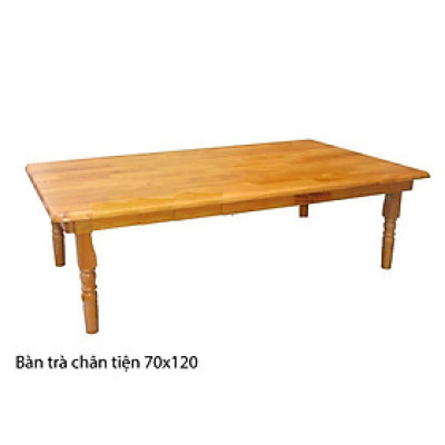Bàn Trà Chân Tiện (70cm x 120cm) Gỗ Tự Nhiên 100%- Vàng