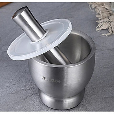 Bộ chày cối bằng inox 304 đáy chống trượt giữ im lặng ( hàng cao cấp )