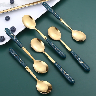 Combo hộp  5 muỗng vân đá inox sang trọng , muỗng ăn decor trang trí bàn ăn