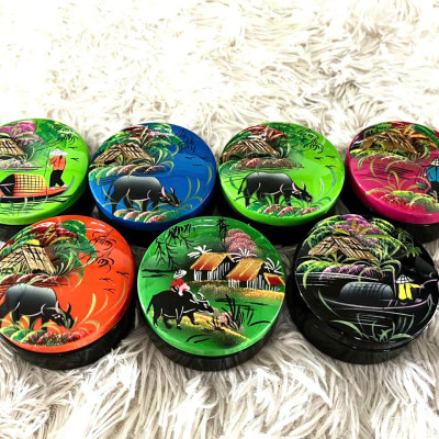 Hộp phấn tròn sơn mài cao cấp Thanh Bình Lê size 10x5 cm đựng đồ vật nhỏ, bánh kẹo mứt, trang trí