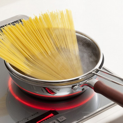 Vợt inox trụng mì, hủ tiếu Pearl Metal Ø26-28cm - Hàng nội địa Nhật Bản nhập khẩu chính hãng