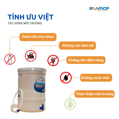 Bình lọc nước uống trực tiếp SWACF 20L | CWFLT, lõi lọc 10L, tốc độ lọc 2 - 4 lít/giờ, giữ khoáng thiết yếu - Công nghệ Mỹ