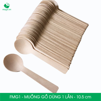 FMG1 - Combo 500 Muỗng gỗ ngắn 10.5 cm dùng 1 lần - Thìa gỗ ngắn dùng 1 lần tiện lợi thân thiện môi trường