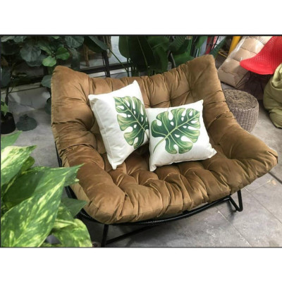 Hàng Cao Cấp Ghế lười bập bênh nệm vuông thư giãn, đọc sách Papasan khung sắt mây nhựa  - Giá Tại Xưởng