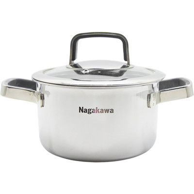 Bộ 3 Nồi Đáy Từ Đa Lớp Nguyên Khối Inox 304 Cao Cấp Nagakawa NAG1353 (16cm, 20cm, 24cm) - Dùng Trên Mọi Loại Bếp - Hàng Chính Hãng