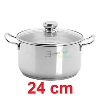 Nồi Inox 430 Bếp Từ 3 Đáy Nắp Kính Fivestar Tặng 5 Muỗng Ăn (24cm)