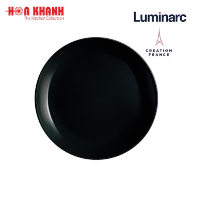 Đĩa Thủy Tinh Luminarc Diwali Đen đựng thức ăn, kháng vỡ, cường lực 27cm - Bộ 3 cái - P0786