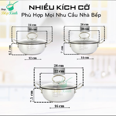Nồi inox 3 Đáy Chống Dính 20cm Fivestar ( tặng 1 sạn dừa),bếp từ , gas, hồng ngoại