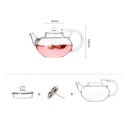  Ấm trà thủy tinh chịu nhiệt 600ml tay thủy tinh cách điệu 