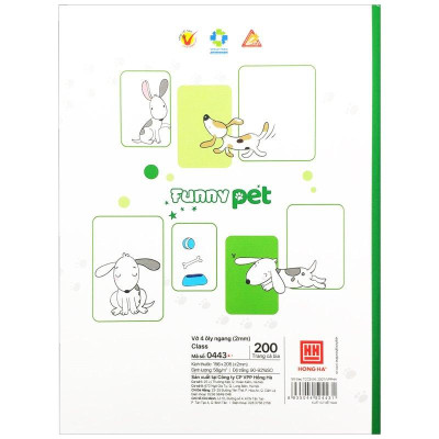 Vở Class Funny Pet - 4 Ly Ngang 200 Trang 58gsm - Hồng Hà 0443 (Mẫu Màu Giao Ngẫu Nhiên)