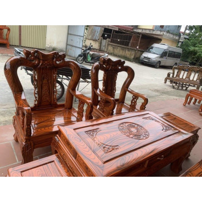 Quốc đào cột 12 gỗ xoan ta phun vân giả mun ,bộ 6 món