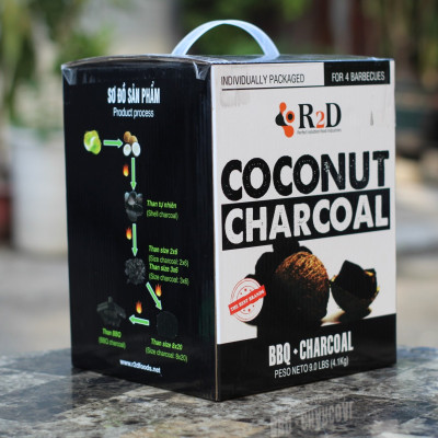 Combo 3 hộp than không khói làm từ Gáo dừa chính hãng R2D dùng cho tiệc nướng BBQ (tổng 7 kg than) an toàn cho sức khoẻ