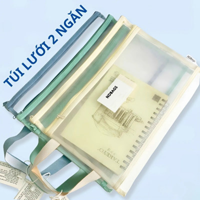 SUN EIGHT - PP116 Túi lưới xách tay 2 ngăn có quai, túi đựng vở bút cho học sinh (KT 34x24.5cm) - NDBags