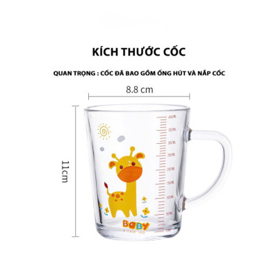Cốc chia vạch thủy tinh 400ml tiện lợi cho các mẹ căn chỉnh mực nước và sữa hàng ngày 