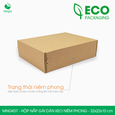MNGK07 - 32x22x10cm - COMBO 60 HỘP CARTON NẮP GÀI HÔNG CÓ KEO NIÊM PHONG - THÙNG HỘP CARTON ĐÓNG HÀNG