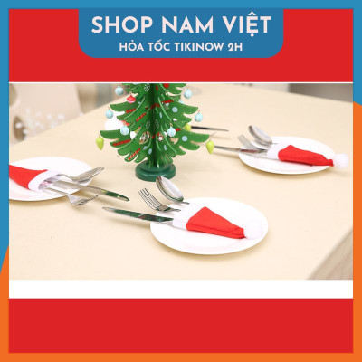 Khăn Bọc Muỗng Đũa Bàn Ăn Hình Nón Giáng Sinh
