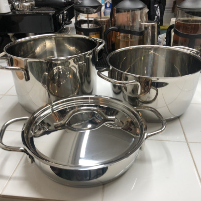 Bộ 3 Nồi Inox 304 Đáy 3 Lớp Hiệu Berndorf Sandrik