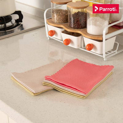 Combo 5 khăn lau đa năng siêu thấm hút, khăn size lớn (30x40 cm) khăn lau kính, ô tô, mặt bàn, bếp Parroti Fiber FB01