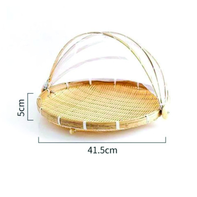 Lồng bàn gấp gọn, Lồng bàn tre đựng thức ăn, trang trí sang đẹp thân thiện với môi trường size lớn 42cm