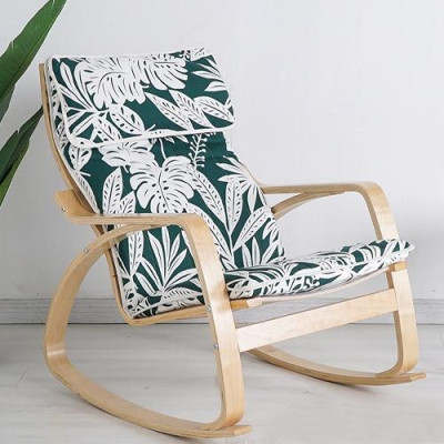 Ghế Bập Bênh Thư Giãn Gỗ Bạch Dương Cao Cấp, Đệm Bọt Biển Dày Dặn Thoáng Khí Đàn Hồi Cực Tốt Giá Sốc