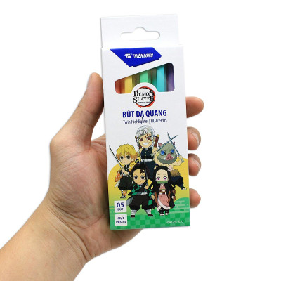 Hộp 5 Bút Dạ Quang Màu Pastel - Phiên Bản Demon Slayer - Thiên Long HL-019/DS