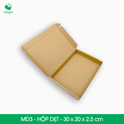MD3 - 30x20x2.5cm - 25 Thùng hộp carton trơn đóng hàng