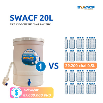 Bình lọc nước uống trực tiếp SWACF 20L | CWFLT, lõi lọc 10L, tốc độ lọc 2 - 4 lít/giờ, giữ khoáng thiết yếu - Công nghệ Mỹ