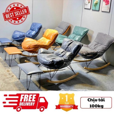 Bộ ghế thư giãn bập bênh kết hợp đôn cao cấp nhập khẩu nguyên chiếc chịu tải 100kg