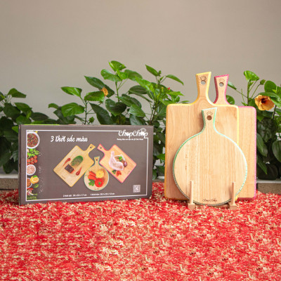 [COMBO] Bộ 3 Thớt "Sắc Màu" | ChopChop - 03971 | Cắt thái - Decor | Đạt tiêu chuẩn vệ sinh an toàn thực phẩm