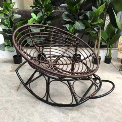 Hàng Cao Cấp Ghế lười bập bênh nệm tròn thư giãn, đọc sách Papasan khung sắt mây nhựa  - Giá Tại Xưởng