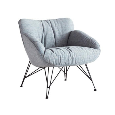 Ghế thư giãn nỉ êm ái cho đọc sách, Ghế sofa đơn chân kim loại hiện đại