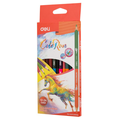  Bút chì màu 2 đầu Deli - Hộp giấy 24 màu - 1 Hộp - EC00520