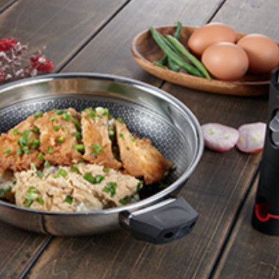 Bộ chảo xửng cao cấp Blackcube T&K Kims Cook 24cm , 3 lớp đúc liền inox 304 ,  tặng 10 muỗng ăn