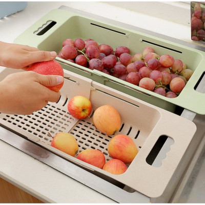 Rổ Nhựa Gác Bồn Rửa Chén Rút Gọn Điều Chỉnh Kích Thước Linh Hoạt Giao Màu Ngẫu Nhiên