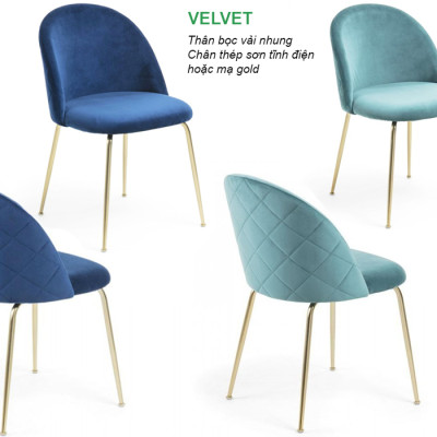 Bộ bàn ghế tiếp khách văn phòng bàn TE1532-06E chân inox mạ màu gold mặt đá trắng vân mây 60 cm kết hợp 2 ghế thân bọc vải nhung chân mạ màu vàng gold đẹp sang trọng tại HCM