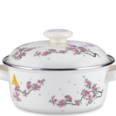 Nồi tráng men FUJIHORO 18cm, 1.8L ( Hoa văn Sakura tím) SKW-12, Sử dụng bếp từ