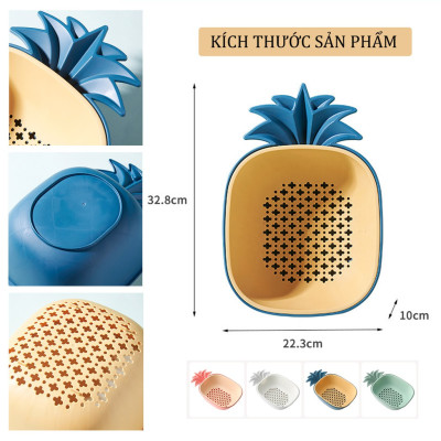 Rổ Nhựa Hai Lớp Dùng Rửa Rau Củ Trái Cây Hình Quả Thơm Phong Cách Hàn Quốc - Hàng Loại 1.  Chính Hãng MINIIN